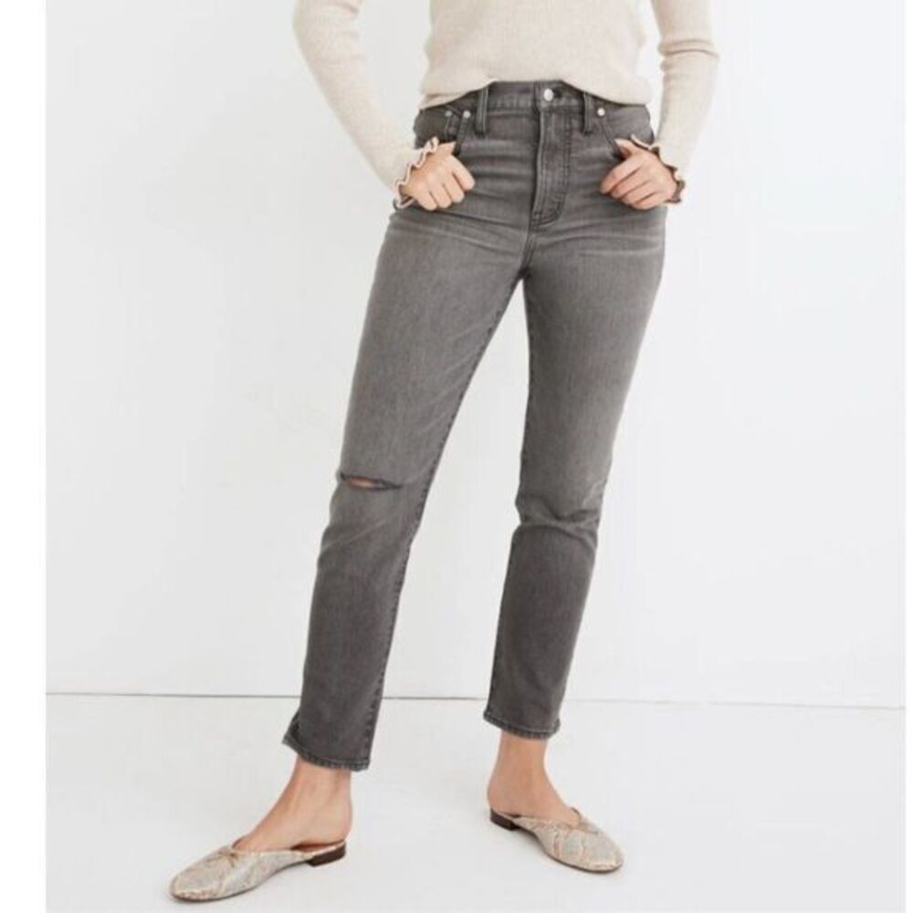 NEW Madewell The Perfect Vintage Jean‎ in Connell Wash: Ripped edition, gray, 27